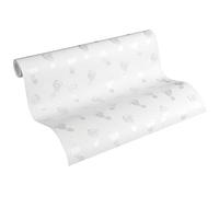 Papel Pintado Infantil Little Stars Papel pintado tejido no tejido 10.05 m x 0.53 m Plata Blanco Fabricado en Alemania de A.S. Création 358631 35863-1
