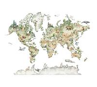 Papel Pintado Infantil Mapa Mundi Animales - impresión de látex - Incluye Pegamento - Fotomurales Pared Tejido No Tejido Decorativos Murales Fotográfico XXL Moderno Decoración de Paredes (384x254 cm)