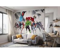 Papel Pintado Infantil Mural Marvel Avengers Blanco con Pegamento Komar
