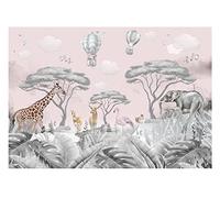 Papel Pintado Infantil Selva Animales - impresión de látex - Incluye Pegamento - Fotomurales Pared Tejido No Tejido Decorativos Murales Fotográfico XXL Moderno Decoración de Paredes (416x254 cm)