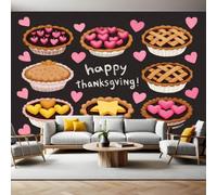 Papel Pintado Infantil Tartas y caramelos con forma de corazón 250 x 175 cm rosa Fotomural Decorativo de Pared Tejido No Tejido