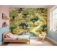 Winnie The Pooh Bebé Dormitorio Pintado 254x184 CM Disney Bosque Verde Mural