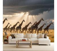Papel Pintado Jirafa Animal África Pastizales 400x280 cm Efectos 3D Papel Tapiz Fotográfico Tejido No Tejido Mate Póster Fotomurales Decoración Pared Para Dormitorio Salón Decorativos Murales