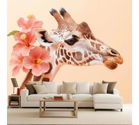 Papel Pintado Jirafa Animal África Pastizales 450x315 cm Efectos 3D Papel Tapiz Fotográfico Tejido No Tejido Mate Póster Fotomurales Decoración Pared Para Dormitorio Salón Decorativos Murales