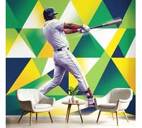 Papel Pintado Jugador De Béisbol Tema Deportivo 200 × 140 Cm Fotomurales Pared Seda Decorativos Murales Fotográfico De Paredes Salón Dormitorio Habitación Verde