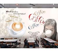 Papel Pintado Letras Pintadas A Mano Serie De Café Tema Té De La Tarde Tienda De Bebidas Bar Fondo Pared Restaurante Occidental Papel Tapiz Café Mural,3D,200x140cm