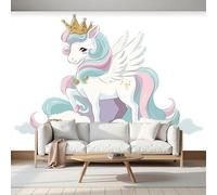 Papel Pintado Linda caricatura 300x210cm Fotomurales Para Pared 3D, Unicornio alado Papel Tapiz Pintado En Tejido de seda - Pared Moderna,Blanco Murales Fotográficos Decorativos