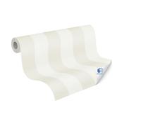 Papel pintado Livingwall DESIGNDROP - Papel pintado no tejido preencubierto a rayas en beige, blanco - 10,05m x 0,53m - papel pintado a rayas casa de campo para varias habitaciones - 787217