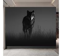 Papel Pintado Lobo 450 x 315 CM, 3D Gris Dormitorio Mate Grueso Fotomurales Pared, Impermeable Murales Papel Tapiz, No Tejido Sala de Estar Papel Tapiz Grande