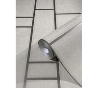 marburg Papel pintado pared plateado beige con motivos geométricos lineas salón, dormitorio y cocina fabricado en Alemania - 10,05 x 0,53 metros
