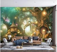 Papel Pintado Marrón - Papel Pintado Panorámico 400x280cm, Estilo De Cuento De Hadas De Fantasía Burbuja De Oak House Foto Mural Decoración Del Hogar Para Sala dormitorio comedor oficina