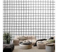 Papel pintado minimalista de cuadrícula blanca y negra de 350 x 256 cm, murales de pared blancos para sala de estar y sala de estar, cuarto de bebé, Art Deco, papel pintado fotográfico decorativo