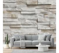 Papel Pintado Minimalista Moderno Ladrillo De Piedra Paredcrema Gris 3D Panorámico No Tejido - Fotomurales Decorativos Para Salón, Dormitorio Y Oficina - Diseño Moderno Pared Del Hogar