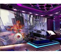 Papel Pintado Moda Cool Espacio Llama Música Tambor Tema Discoteca Bar Restaurante Occidental Fondo Mural De Pared Té De La Tarde Cafetería Papel Pintado,3D,350x245cm