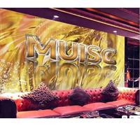 Papel Pintado Moda Cool Golden Streamer Música Tema Bar Restaurante Occidental Fondo Mural De Pared Té De La Tarde Cafetería Papel Tapiz,3D,400x280cm