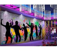 Papel Pintado Moda Cuadros whites Pintados A Mano Graffiti Música Salón De Baile Silueta Bar Té De La Tarde Restaurante Occidental Fondo Pared Papel Tapiz Cafetería Mural,3D,400x280cm