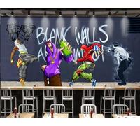 Papel Pintado Moda Graffiti Pintado A Mano Hip-hop Baile Callejero Música Bar Tienda De Bebidas Té De La Tarde Restaurante Occidental Fondo Pared Papel Tapiz Cafetería Mural,3D,300x210cm