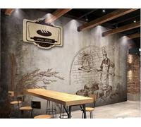 Papel Pintado Moda Nostálgico Dibujo Lineal Pan Hornear Tema Postre Té De La Tarde Restaurante Occidental Fondo Papel Tapiz Cafetería Mural,3D,200x140cm