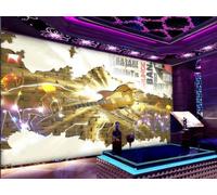 Papel Pintado Moda Pared De Ladrillo Dorado Guitarra Fresca Música Discoteca Tema Bar Restaurante Occidental Fondo Mural De Pared Té De La Tarde Cafetería Papel Pintado,3D,430x300cm