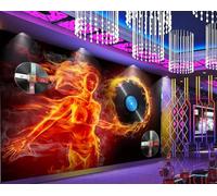 Papel Pintado Moda Personalidad Música Llama Bar Discoteca Centro Comercial Té De La Tarde Restaurante Occidental Fondo Pared Papel Tapiz Cafetería Mural,3D,150x105cm
