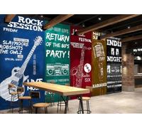 Papel Pintado Moda Pintado A Mano Graffiti Letras Instrumentos Coloridos Música Bar Cafetería Fondo Mural Restaurante Occidental Papel Pintado,3D,350x245cm