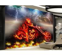 Papel Pintado Moda Pintado A Mano Llama Motocicleta Personalidad Tema Centro Comercial Té De La Tarde Restaurante Occidental Fondo Pared Papel Tapiz Cafetería Mural,3D,150x105cm