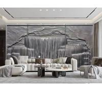 Papel Pintado Moderno Abstracto Cascada Flujo De Montaña Piedra Gris Pintura En Relieve TV Sofá Fondo Pared Sala De Estar Dormitorio Comedor Mural,3D,200x140cm