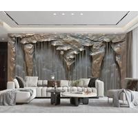 Papel Pintado Moderno Abstracto Cascada Montaña Agua Que Fluye Cobre Piedra Relieve Pintura TV Sofá Fondo Pared Sala Dormitorio Comedor Mural,3D,430x300cm