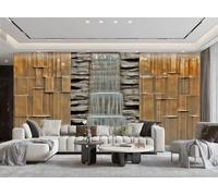 Papel Pintado Moderno Abstracto Cascada Montaña Agua Que Fluye Cobre Relieve Paisaje TV Sofá Fondo Pared Sala Dormitorio Comedor Mural,3D,430x300cm