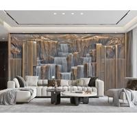 Papel Pintado Moderno Abstracto Cascada Montaña Agua Relieve Paisaje TV Sofá Fondo Pared Sala Dormitorio Comedor Mural,3D,250x175cm