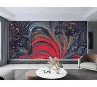 Papel Pintado Moderno Abstracto Flor Roja Arte Pintura Al Óleo Textura Paisaje Pintura TV Sofá Fondo Pared Dormitorio Sala Estudio Mural,3D,400x280cm