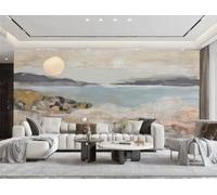 Papel Pintado Moderno Abstracto Mar Y Luna Paisaje Arte Pintura Al Óleo Sala De Estar Dormitorio Fondo Pared Papel Tapiz Hotel Restaurante Cafetería Mural,3D,150x105cm