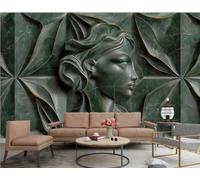 Papel Pintado Moderno Abstracto Noche Oscura Verde Rostro Humano Relieve Mármol Patrón Pintura TV Sofá Fondo Pared Papel Tapiz Sala Restaurante Cafetería Mural,3D,300x210cm
