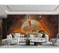 Papel Pintado Moderno Arte Abstracto Espacio Planeta Escena Nocturna Pintura TV Sofá Sala De Estar Fondo Pared Comedor Dormitorio Sala De Estudio Mural,3D,200x140cm