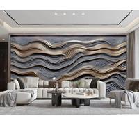 Papel Pintado Moderno Arte Abstracto Oro Y Cobre Onda Relieve Paisaje Pintura TV Sofá Fondo Pared Sala Dormitorio Comedor Mural,3D,300x210cm