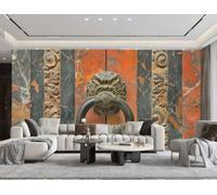 Papel Pintado Moderno Arte Bermellón Aldaba De Puerta Hebilla De Paz Pintura En Relieve De Roca TV Sofá Fondo Pared Dormitorio Sala De Estar Estudio Mural,3D,200x140cm