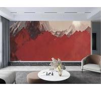 Papel Pintado Moderno Arte De La Moda Montaña Pintura Al Óleo Roja Textura TV Sofá Fondo Pared Dormitorio Sala De Estar Estudio Mural,3D,200x140cm