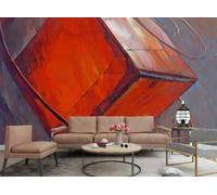 Papel Pintado Moderno Arte De Tinta Cubo Rojo Pintura Al Óleo TV Sofá Fondo Pared Dormitorio Sala De Estar Estudio Mural,3D,430x300cm