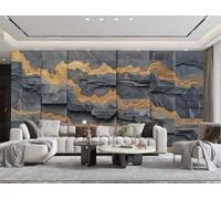 Papel Pintado Moderno Arte Negro Ola Roca Mármol Pintura TV Sofá Fondo Pared Dormitorio Sala Estudio Mural,3D,300x210cm