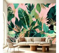 Papel pintado moderno de selva tropical rosa, decoración de habitación Kawaii, regalo para adolescentes, papel pintado autoadhesivo extraíble, 400 x 280 cm (ancho x alto)