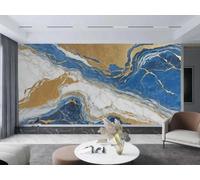 Papel Pintado Moderno Dorado Mar Azul Ola Arte Mármol Patrón TV Sofá Fondo Pared Dormitorio Sala Estudio Mural,3D,430x300cm