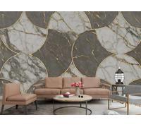 Papel Pintado Moderno Línea Dorada Marrón Claro Bloque De Color Artístico Collage Gris Y white Patrón De Mármol TV Sofá Fondo Pared Dormitorio Sala Estudio Mural,3D,350x245cm