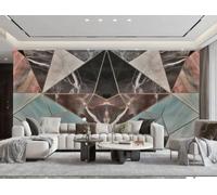 Papel Pintado Moderno Minimalista Arte Geométrico Empalme Mármol Marrón Y Negro TV Sofá Fondo Pared Papel Tapiz Sala Dormitorio Comedor Mural,3D,200x140cm