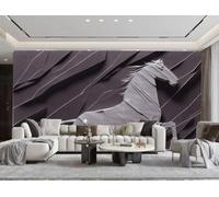 Papel Pintado Moderno Minimalista Arte Papel Cortado Caballo Relieve Roca Tallado Textura TV Sofá Fondo Pared Papel Tapiz Sala Restaurante Cafetería Mural,3D,350x245cm