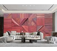 Papel Pintado Moderno Minimalista Caoba Cuadrado Tiras Verticales Empalme Arte Geométrico Relieve Pintura TV Sofá Fondo Pared Papel Tapiz Sala Restaurante Cafetería Mural,3D,200x140cm