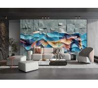 Papel Pintado Moderno Minimalista Cielo Azul Arte Ola Alivio Arco Iris Caballo Paisaje Pintura TV Sofá Fondo Pared Dormitorio Sala Estudio Mural,3D,400x280cm