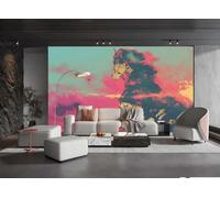 Papel Pintado Moderno Minimalista Dorado Atardecer Atardecer Tinta Caballo Arte Paisaje Pintura Al Óleo TV Sofá Fondo Pared Papel Tapiz Sala Restaurante Cafetería Mural,3D,250x175cm