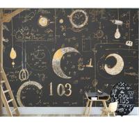 Papel Pintado Moderno Minimalista Dorado Carta Negra Cartel Luna Arte Digital Pintura De Dibujos Animados TV Sofá Fondo Pared Papel Tapiz Sala Restaurante Cafetería Mural,3D,300x210cm