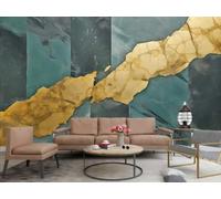 Papel Pintado Moderno Minimalista Dorado Verde Ola Río Arte Patrón Geométrico Pintura TV Sofá Sala De Estar Fondo Pared Restaurante Dormitorio Estudio Sala Mural,3D,200x140cm