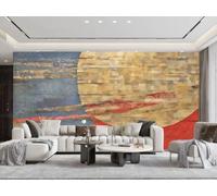 Papel Pintado Moderno Minimalista Geométrico Collage Luna Dorada Pintura Al Óleo Sala De Estar Dormitorio Fondo Pared Papel Tapiz Hotel Restaurante Cafetería Mural,3D,150x105cm